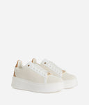 ALVIERO MARTINI Sneaker in tessuto effetto rafia intrecciato con passalaccio 1C Bianche