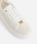 ALVIERO MARTINI Sneaker in tessuto effetto rafia intrecciato con passalaccio 1C Bianche