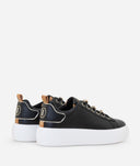 ALVIERO MARTINI Sneaker in eco nappa liscia con passalacci strass Nere