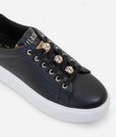 ALVIERO MARTINI Sneaker in eco nappa liscia con passalacci strass Nere