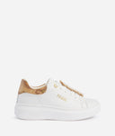 ALVIERO MARTINI Sneaker in pelle liscia con catena di perle Bianche