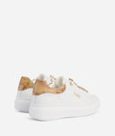 ALVIERO MARTINI Sneaker in pelle liscia con catena di perle Bianche