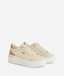 ALVIERO MARTINI Sneaker in eco nappa liscia con dettagli Geo Classic Beige