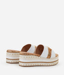 ALVIERO MARTINI Sandali fascia in eco nappa con zeppa in corda Bianchi