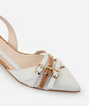 ALVIERO MARTINI Slingback a punta in nappa Avorio