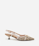 ALVIERO MARTINI Slingback intrecciate in tessuto rafia Avorio