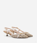 ALVIERO MARTINI Slingback intrecciate in tessuto rafia Avorio