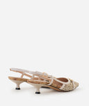 ALVIERO MARTINI Slingback intrecciate in tessuto rafia Avorio