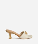 ALVIERO MARTINI Mules in eco nappa con gioiello 1C Bianche