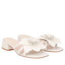 TOSCA BLU Sandalo flat Lisbona in pelle con accessorio colore avorio