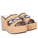 TOSCA BLU Zeppa Sabot Tulum in raffia e pelle colore naturale/nero