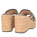 TOSCA BLU Zeppa Sabot Tulum in raffia e pelle colore naturale/nero