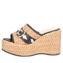 TOSCA BLU Zeppa Sabot Tulum in raffia e pelle colore naturale/nero