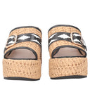 TOSCA BLU Zeppa Sabot Tulum in raffia e pelle colore naturale/nero