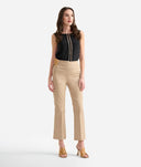 ALVIERO MARTINI Pantaloni con fiocco in gabardina di cotone stretch Deserto