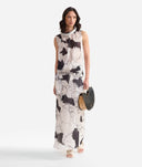 ALVIERO MARTINI Gonna lunga in organza lurex Geo Mondo Bianca e Nera