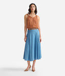 ALVIERO MARTINI Gonna con baschina in denim leggero Blu Bleach