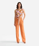 ALVIERO MARTINI Pantaloni in lino e viscosa con cintura Arancio Terra