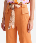ALVIERO MARTINI Pantaloni in lino e viscosa con cintura Arancio Terra