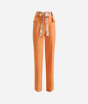 ALVIERO MARTINI Pantaloni in lino e viscosa con cintura Arancio Terra