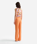 ALVIERO MARTINI Pantaloni in lino e viscosa con cintura Arancio Terra