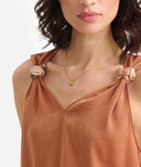 ALVIERO MARTINI Top con spalline annodate in fluido Terra