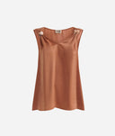 ALVIERO MARTINI Top con spalline annodate in fluido Terra