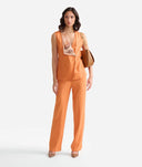 ALVIERO MARTINI Blusa in lino e viscosa con rever Geo Classic Arancio Terra