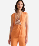 ALVIERO MARTINI Blusa in lino e viscosa con rever Geo Classic Arancio Terra