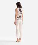 ALVIERO MARTINI Top con fiocco in organza lurex Geo Mondo Bianco e Nero