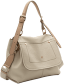 CALEIDOS Borsa in pelle beige con patta made in Italy