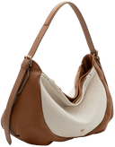 CALEIDOS borsa in pelle color cuoio e canvas made in Italy