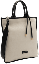 CALEIDOS Borsa a mano in canvas e pelle mis media made in Italy