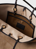 BORBONESE FLIGHT BORSA SHOPPING LARGE Borsa a spalla di Tela rivestita Op e Pelle