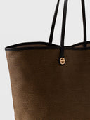 BORBONESE FLIGHT BORSA SHOPPING LARGE Borsa a spalla di Tela rivestita Op e Pelle