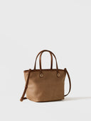 BORBONESE FLIGHT BORSA SHOPPING SMALL Borsa a spalla di Tela rivestita Op e Pelle