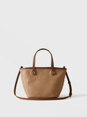 BORBONESE FLIGHT BORSA SHOPPING SMALL Borsa a spalla di Tela rivestita Op e Pelle