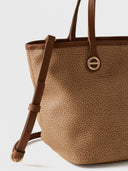 BORBONESE FLIGHT BORSA SHOPPING SMALL Borsa a spalla di Tela rivestita Op e Pelle