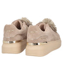 Tosca blu Sneaker Luxe in suede con pompon strass colore beige