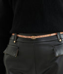 Alviero Martini Pantaloni in eco nappa con gioiello 1C Neri
