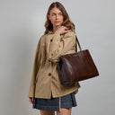 THE BRIDGE Borsa shopper in pelle MIRRA