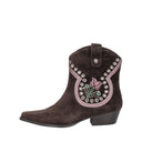 Tosca blu Stivaletto Frida in suede con ricamo floreale