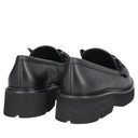 Tosca blu Mocassino Lisa in pelle con frange colore nero