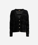 Alviero Martini Cardigan scollo a V in filato peloso Nero
