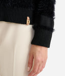 Alviero Martini Cardigan scollo a V in filato peloso Nero