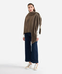 Alviero Martini Mantella con frange e logo 1ᴬ Classe in filato misto lana Taupe