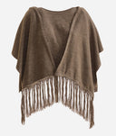 Alviero Martini Mantella con frange e logo 1ᴬ Classe in filato misto lana Taupe