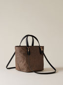 Borbonese Borsa Shopping S. Donna OP Naturale in Tessuto e Vitello Stampa OP con Manici