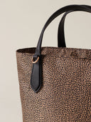 Borbonese Borsa Shopping S. Donna OP Naturale in Tessuto e Vitello Stampa OP con Manici