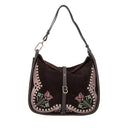 Tosca blu Sacca grande Frida con ricami e patch colore testa di moro